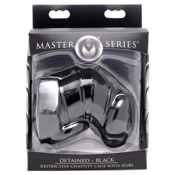 Master Series Detained Restrictive Chastity Cage With Nubs Black