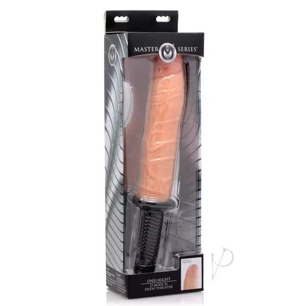 Master Series Onslaught XL Vibrating 9in Dildo Thruster - Vanilla