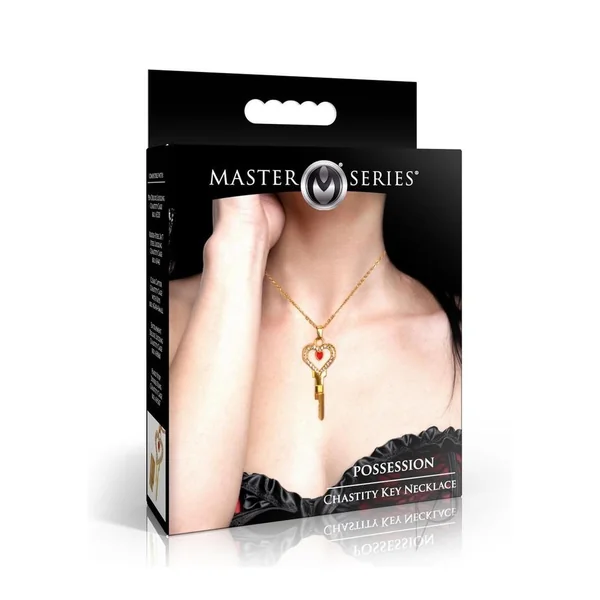 Master Series Possession Chastity Key Necklace - Gold/Red