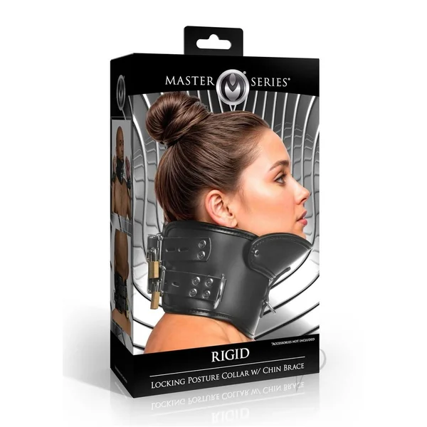 Master Series Rigid Locking Posture Collar with Chin Brace - Black