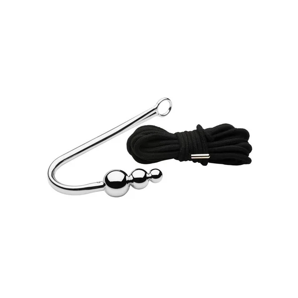 Master Series Roped Beaded Anal Hook with Rope