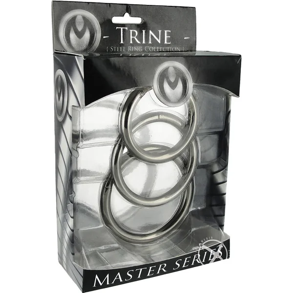 Master Series Trine Steel Penis Ring Collection 3 Each Per Set