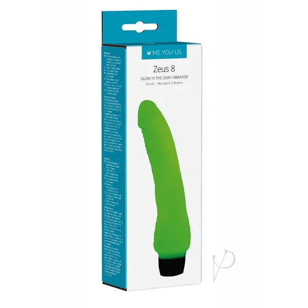 ME YOU US Zeus 8 Glow In The Dark Realistic Vibrator 8in - Green