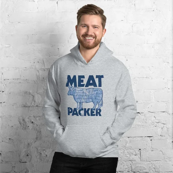 Meat Packer Pullover Hoodie – Grey – Treasure Island Media