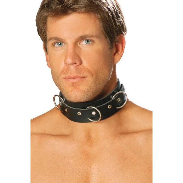 Men'S Leather O-Ring Collar
