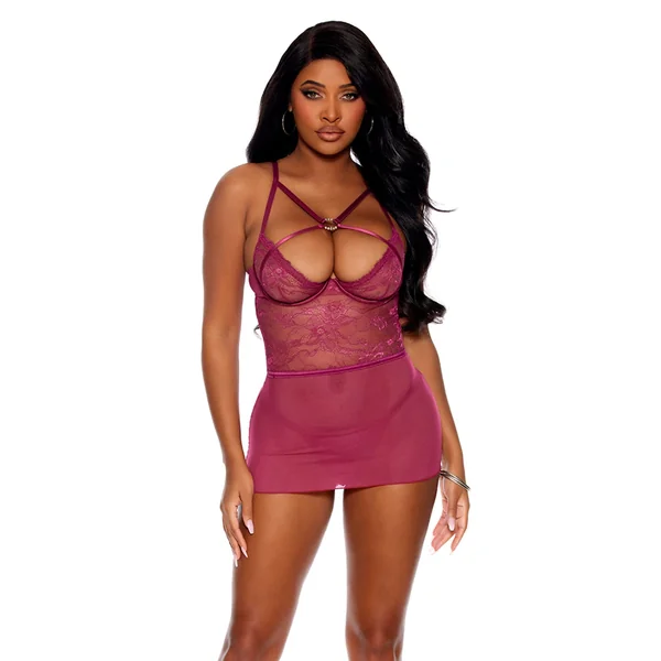 MESH UNDERWIRE BABYDOLL SET