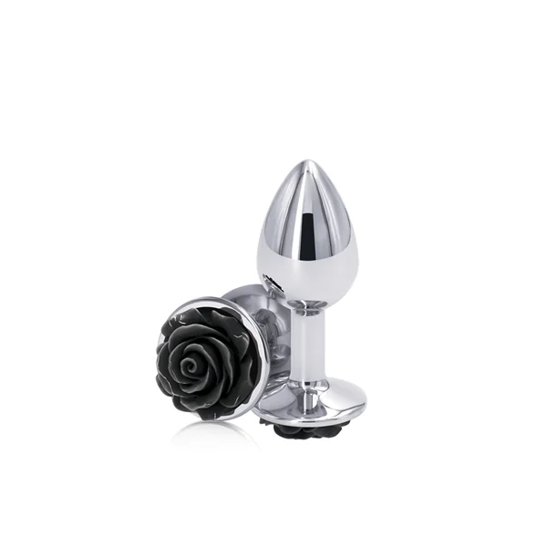 Metal Rose Butt Plug Black