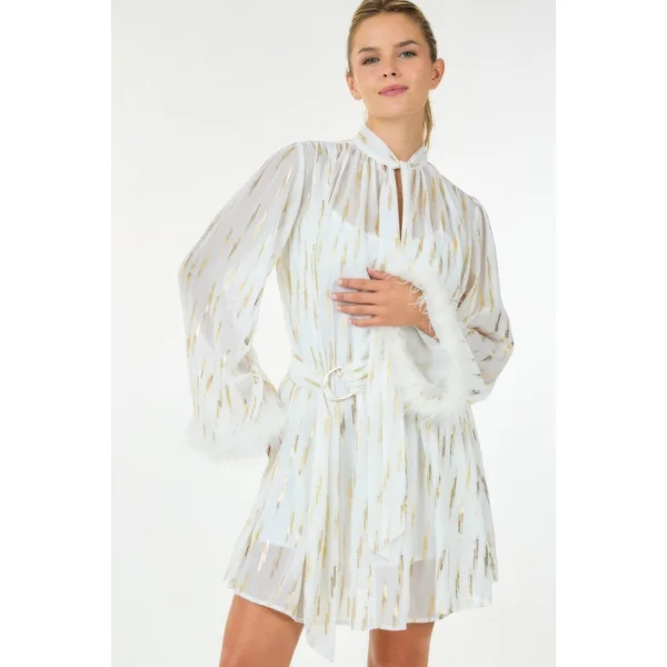 Metallic Print Short Dress