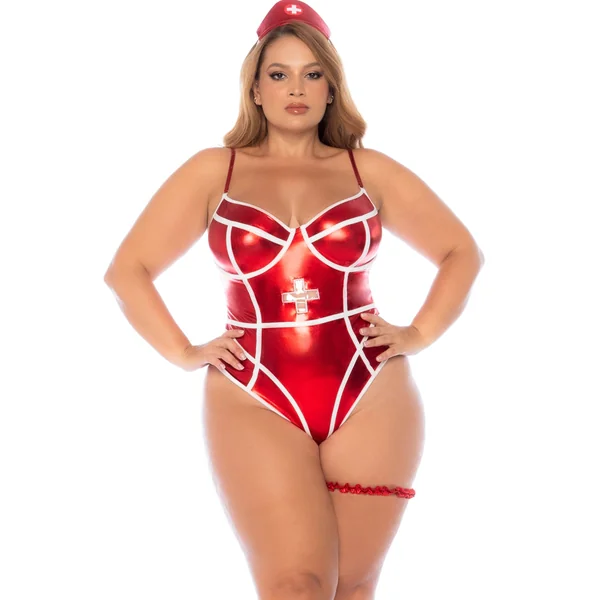 Metallic Red Nurse Costume