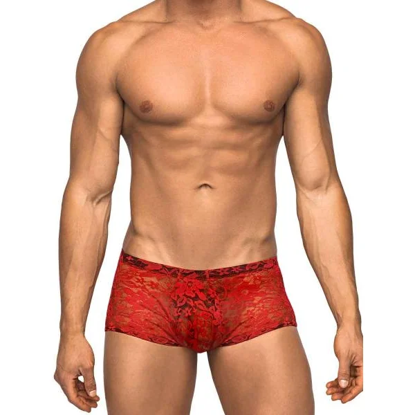 Mini Shorts Stretch Lace Medium Red