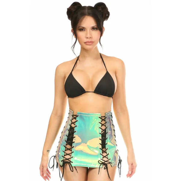 Mint Holo Lace-Up Skirt