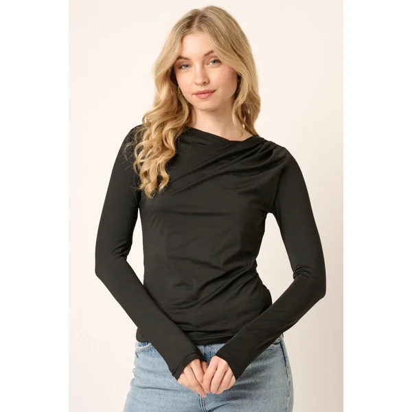 Mittoshop Ruched Long Sleeve Slim Top