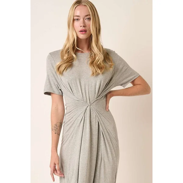Mittoshop Side Slit Round Neck Short Sleeve Dress
