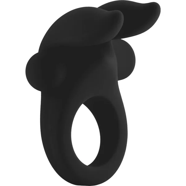 Mjuze Silicone Vibrating Penis Ring With Stimulating Ears Waterproof Black