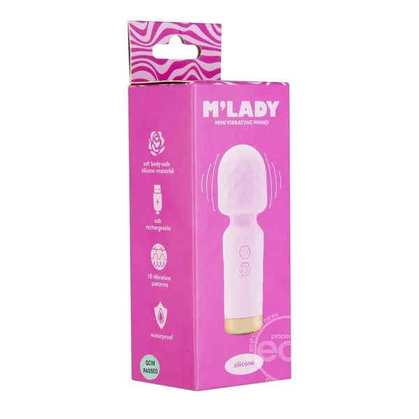 M'Lady Rechargeable Silicone Mini Vibrating Wand - Pink