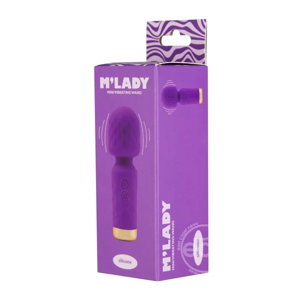 M'Lady Rechargeable Silicone Mini Vibrating Wand - Purple