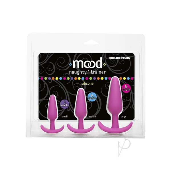 Mood Naughty 1 Trainer Silicone Anal Plug (3 Piece Set) - Pink