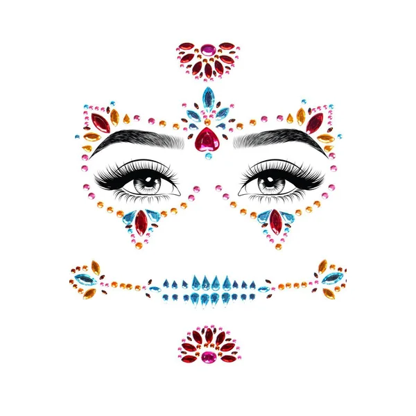 Multi Color Adhesive Face Jewels