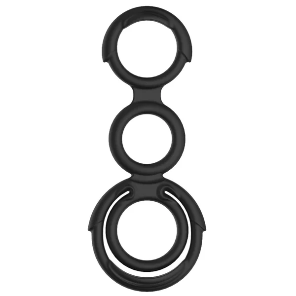 My Cockring Quattro Silicone Cock andamp; Scrotum Rings – Black