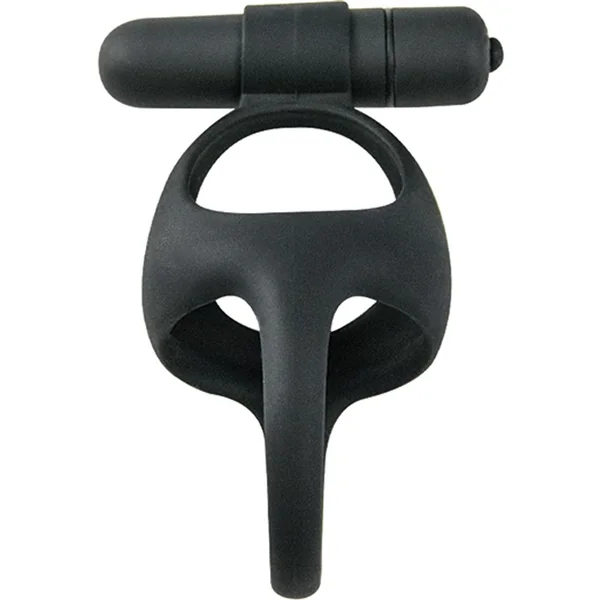 My Cockring Silicone Vibrating Bullet and Scrotum Ring – Black