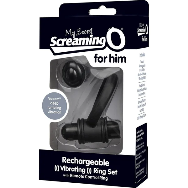 My Secret USB Rechargeable VibratingSilicone Penis Ring Set For Him Waterproof