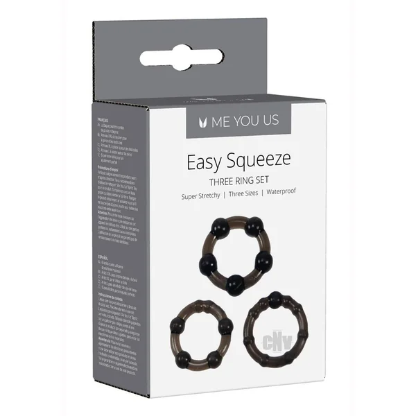 Myu Easy Squeeze Cock Ring Set Black Os