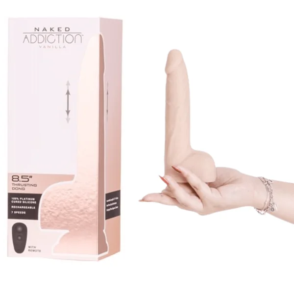 Naked Addiction 8.5-inch Suction Cup Harness Compatible Thruster Realistic Dildo – Vanilla