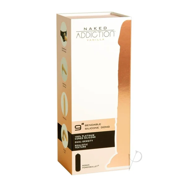 Naked Addiction Silicone Dual Density Bendable Dildo 9in - Vanilla