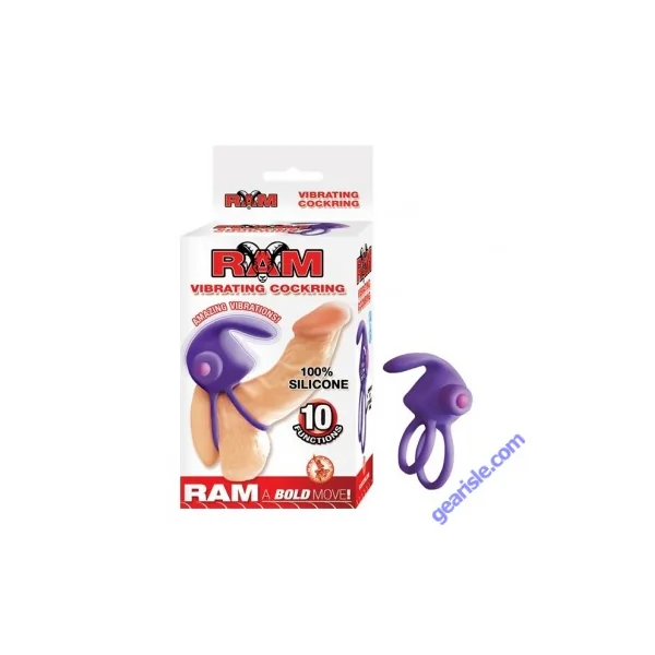 Nass Toys Purple Cock Ring Ram Vibrating Silicone