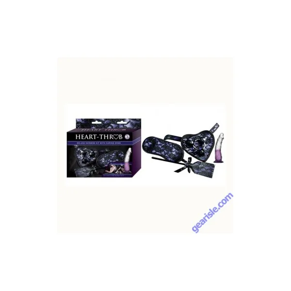 NassToys Heart Throb Deluxe Harness Kit With Curved 7 Inch Dong Purple
