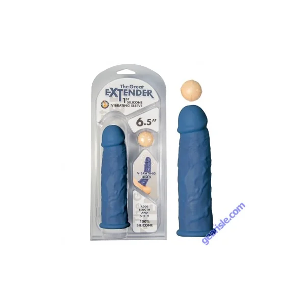 Nasstoys The Great Extender Silicone Vibrating Head Sleeve 6.5" Blue