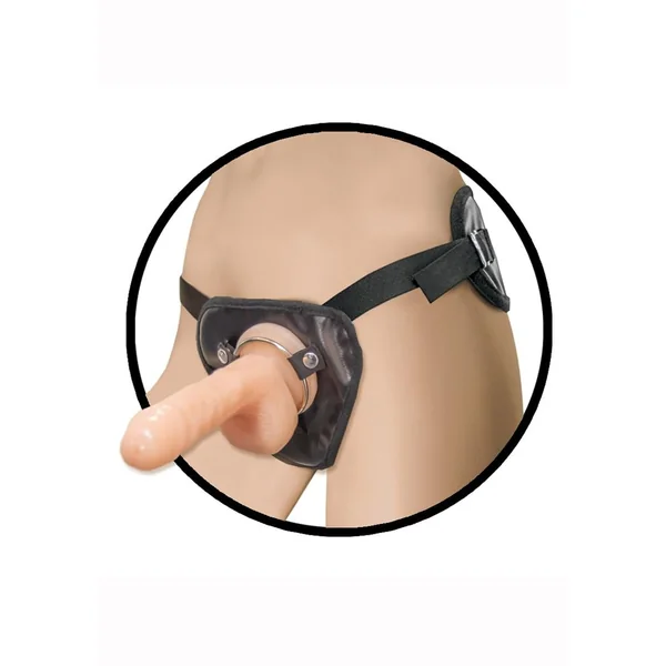 Natural Realskin Squirting Penis with Adjustable Harness 6in - Vanilla