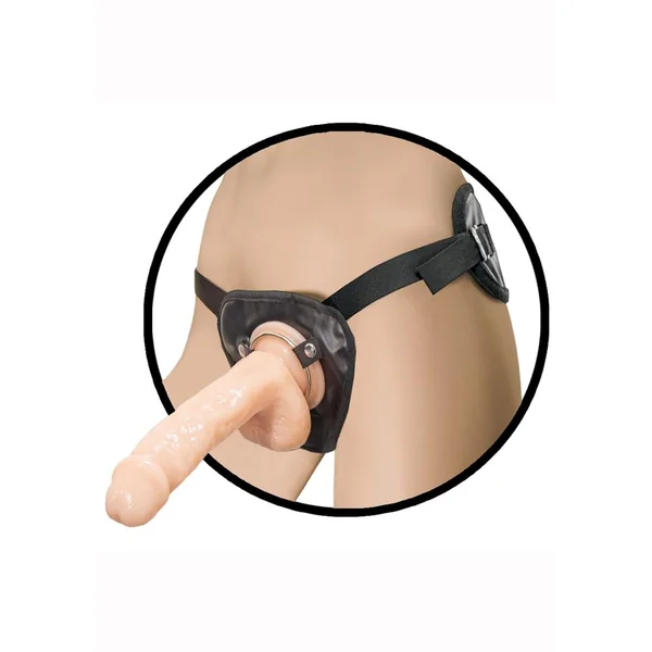 Natural Realskin Squirting Penis with Adjustable Harness 8in - Vanilla