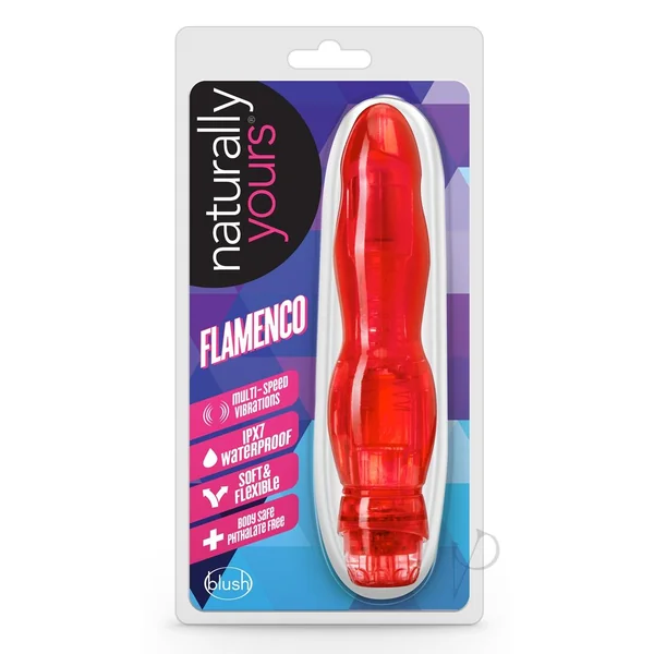 Naturally Yours Flamenco Vibrating Dildo 6.75in - Red