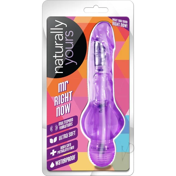 Naturally Yours Mr. Right Now Vibrating Dildo 6.5in - Purple