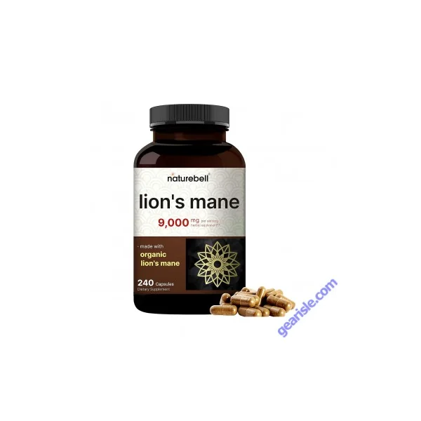 NatureBell Organic Lions Mane Mushroom Cognitive & Immune Support 240 Capsules