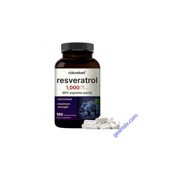 NatureBell Resveratrol 1000mg Per Serving Antioxidant Healthy Aging 180 Capsules