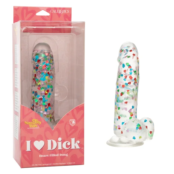 Naughty Bits I Love D Heart-Filled Dong - Clear