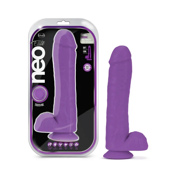 Neo Elite - 11.5-inch Silicone Dual-density Cock With Balls - Neon Purple