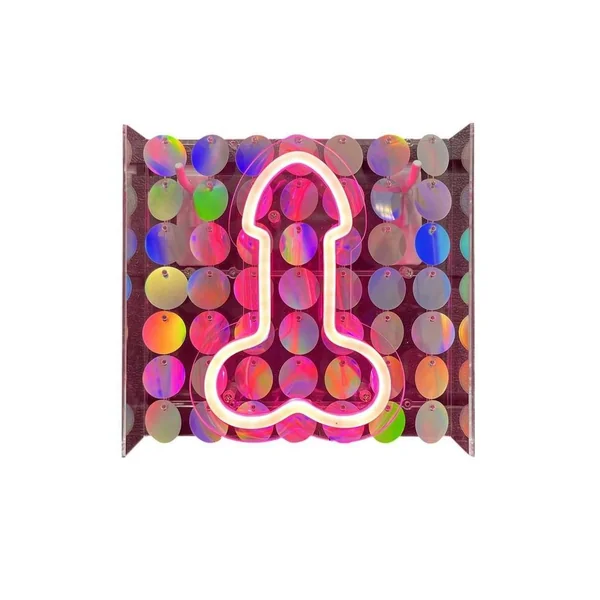 Neon Light Up Penis Sign – Pink/Silver