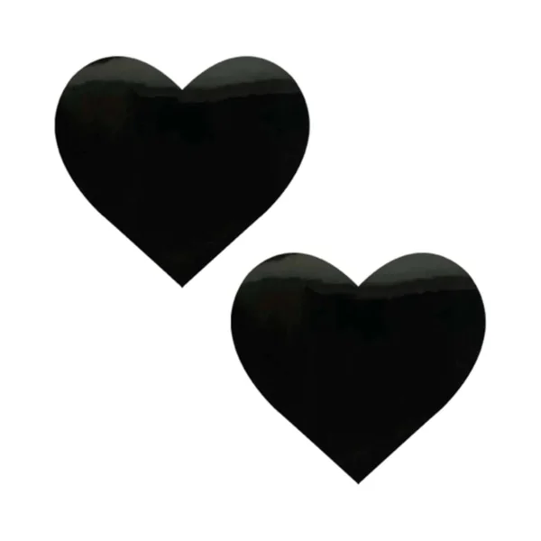 Neva Nude - Black Vinyl Dom Squad Heart Pasties