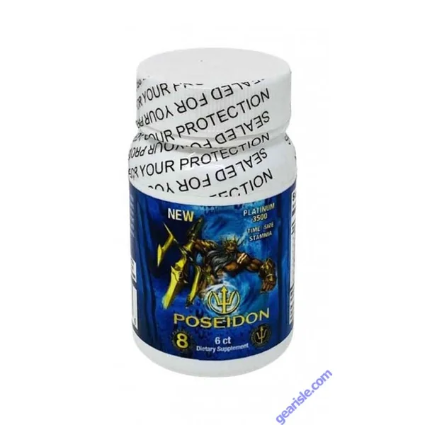 New Poseidon Platinum Blue 3500mg Male Supplement 6 Pills Bottle