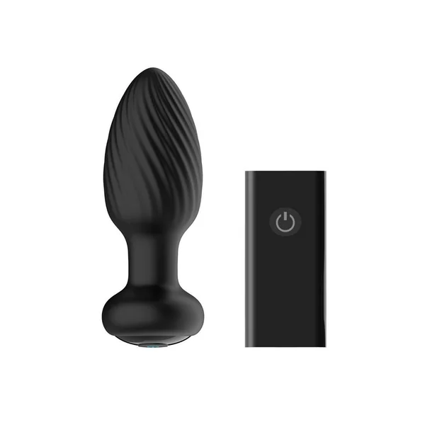 Nexus Tornado Rechargeable Silicone Rotating Butt Plug with Remote – Medium – Black