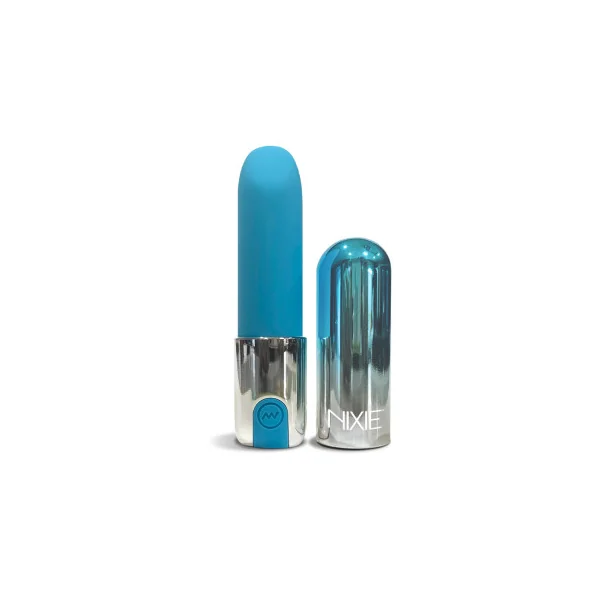 Nixie Smooch Rechargeable Lipstick Bullet Vibrator, Blue Ombre