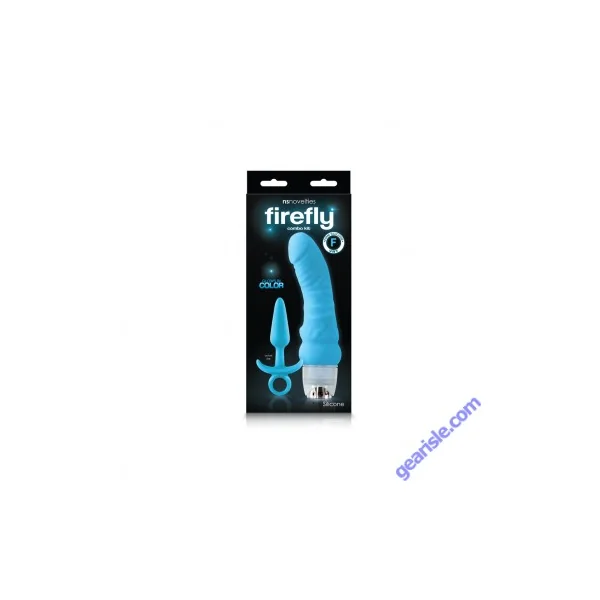 NS Novelties Firefly Silicone Combo Kit Glowing Vibrator Blue Plug