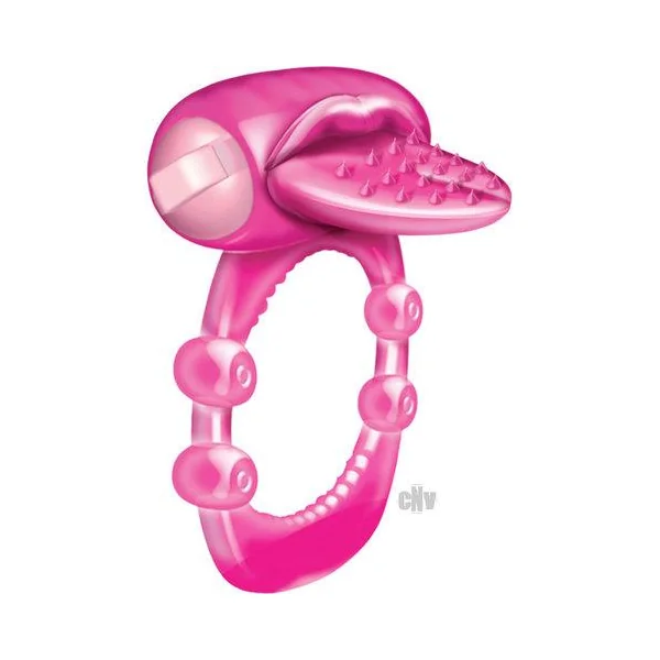 Nubby Tongue MagentaPink Vibrating Cock Ring