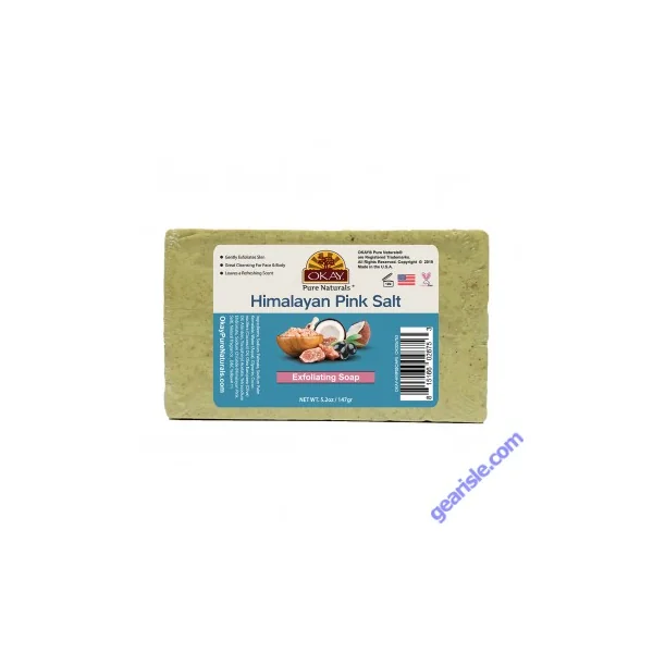 OKAY Himalayan Pink Salt Exfoliating Soap Natural Skin Cleanser 5.2 oz