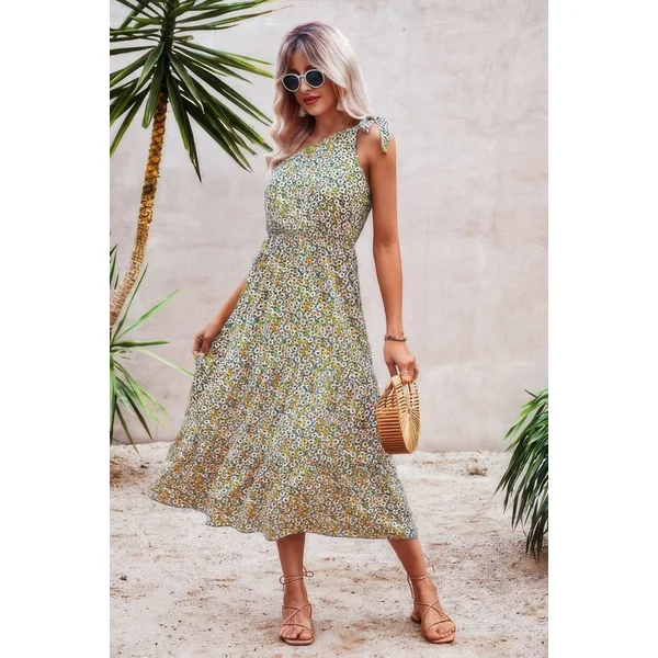 One Shoulder Sleeveless Maxi Dress