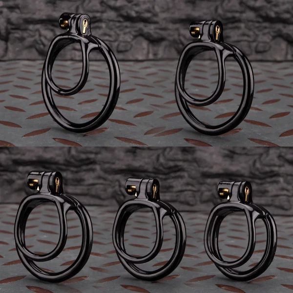 Open Black Lightweight Chastity Cage Training Device Flat Ring
