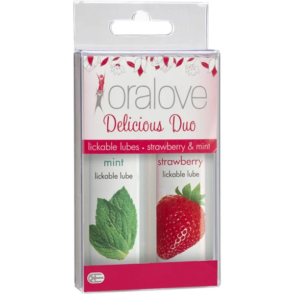 Oralove Delicious Duo Lickable Strawberry And Mint Lubes 1 Ounce 2 Each Per Set